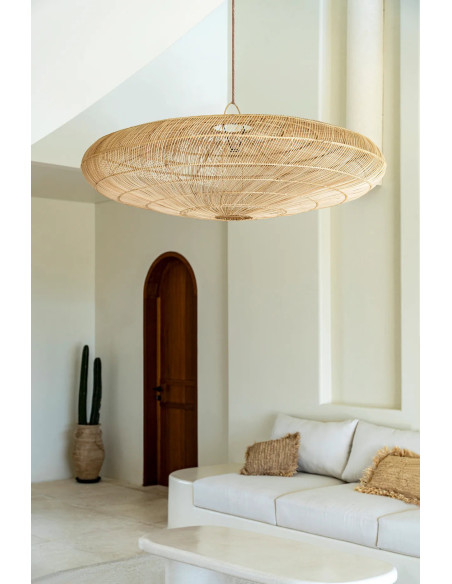 Abat jour original XXL pour suspension 150 cm en Rotin Naturel The Macaron 