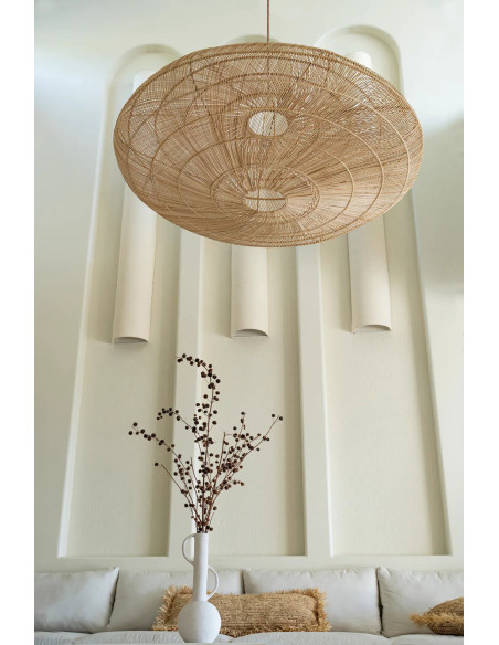 Abat jour original XXL pour suspension 150 cm en Rotin Naturel The Macaron 