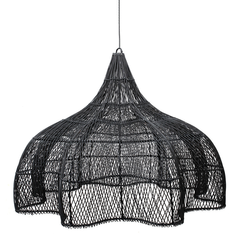 Abat jour original XL pour suspension 110 cm en Rotin Noir The Whipped 
