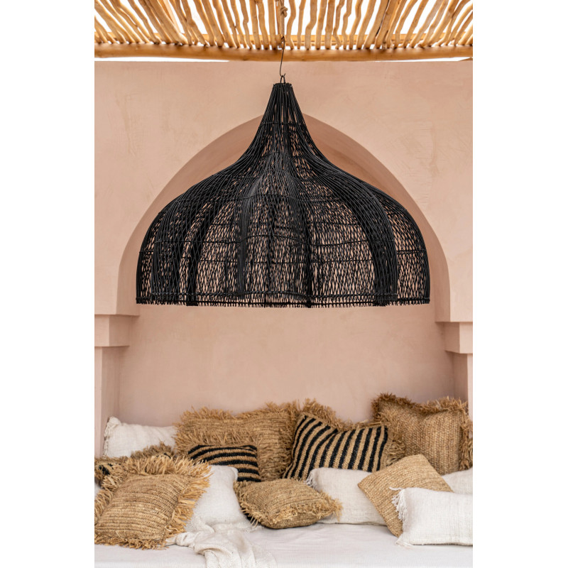 Abat jour original XL pour suspension 110 cm en Rotin Noir The Whipped 
