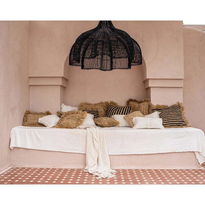 Abat jour original XL pour suspension 110 cm en Rotin Noir The Whipped 