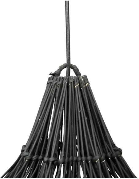 Abat jour original XL pour suspension 110 cm en Rotin Noir The Whipped 