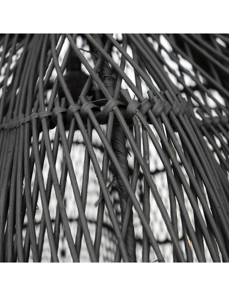 Abat jour original XL pour suspension 110 cm en Rotin Noir The Whipped 