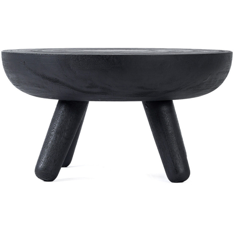 Table basse style ethnique brut Ronde 78 cm Bois de suar Noir The Losten 