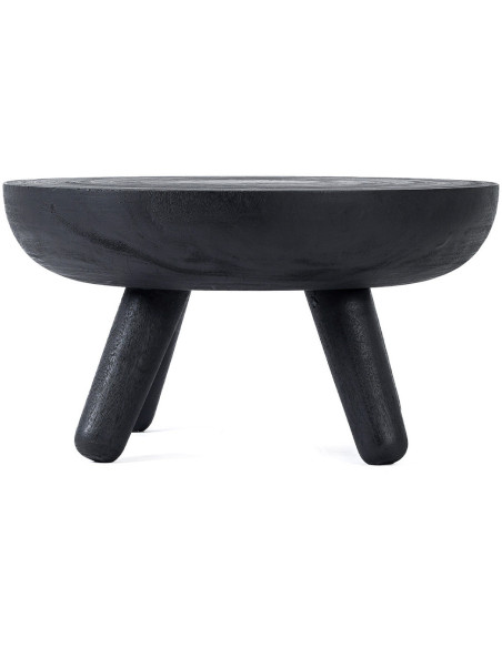 Table basse style ethnique brut Ronde 78 cm Bois de suar Noir The Losten 
