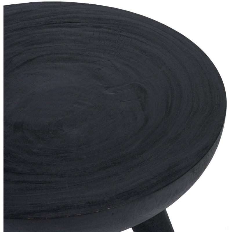 Table basse style ethnique brut Ronde 78 cm Bois de suar Noir The Losten 