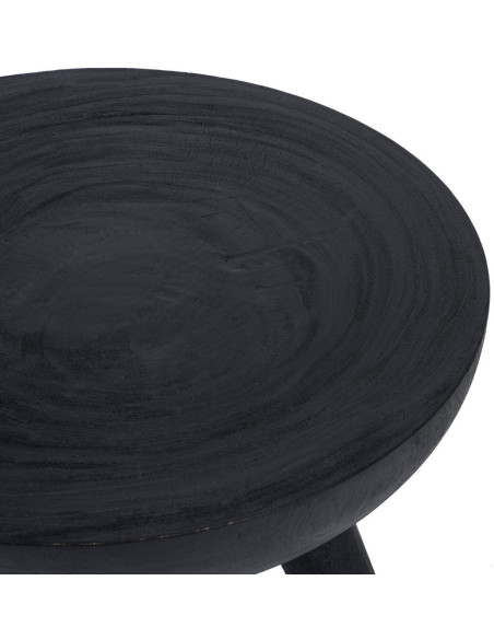 Table basse style ethnique brut Ronde 78 cm Bois de suar Noir The Losten 