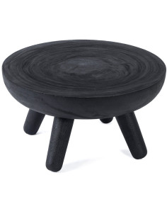 Table basse style ethnique brut Ronde 78 cm Bois de suar Noir The Losten 