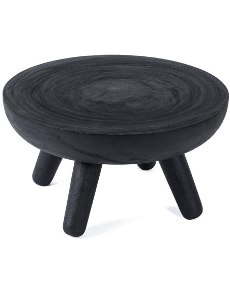 Table basse style ethnique brut Ronde 78 cm Bois de suar Noir The Losten 