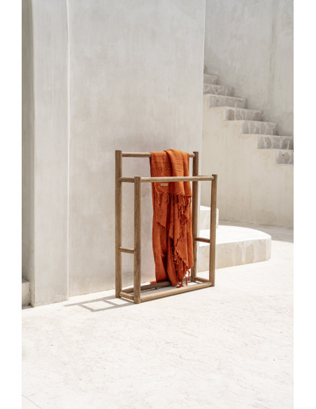 Porte serviettes rustique 2 niveaux en Bois de teck Naturel The Rustic 