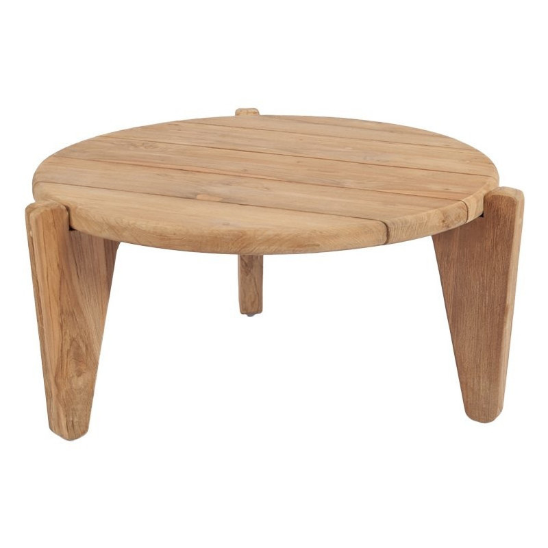 Table basse extérieur originale Ronde 50 cm en Bois de teck recyclé Naturel The Seseh 