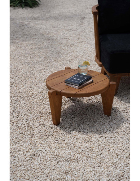 Table basse extérieur originale Ronde 50 cm en Bois de teck recyclé Naturel The Seseh 