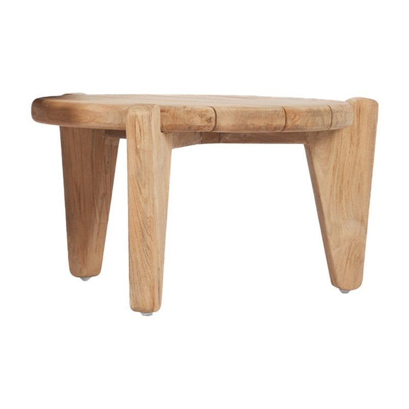 Table basse extérieur originale Ronde 50 cm en Bois de teck recyclé Naturel The Seseh 