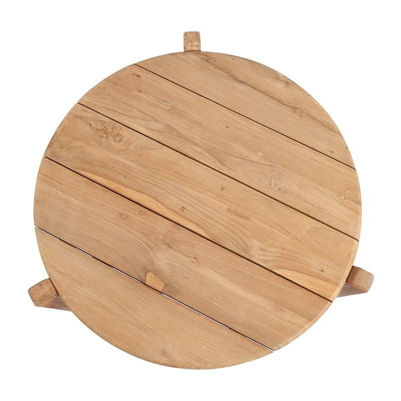 Table basse extérieur originale Ronde 50 cm en Bois de teck recyclé Naturel The Seseh 