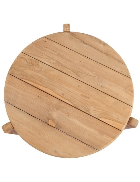Table basse extérieur originale Ronde 50 cm en Bois de teck recyclé Naturel The Seseh 