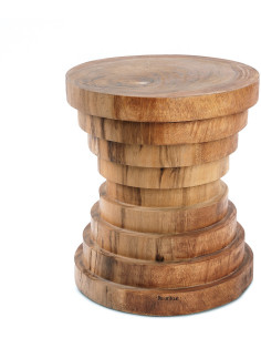 Tabouret original Rond en Bois de suar Naturel The Mazu 