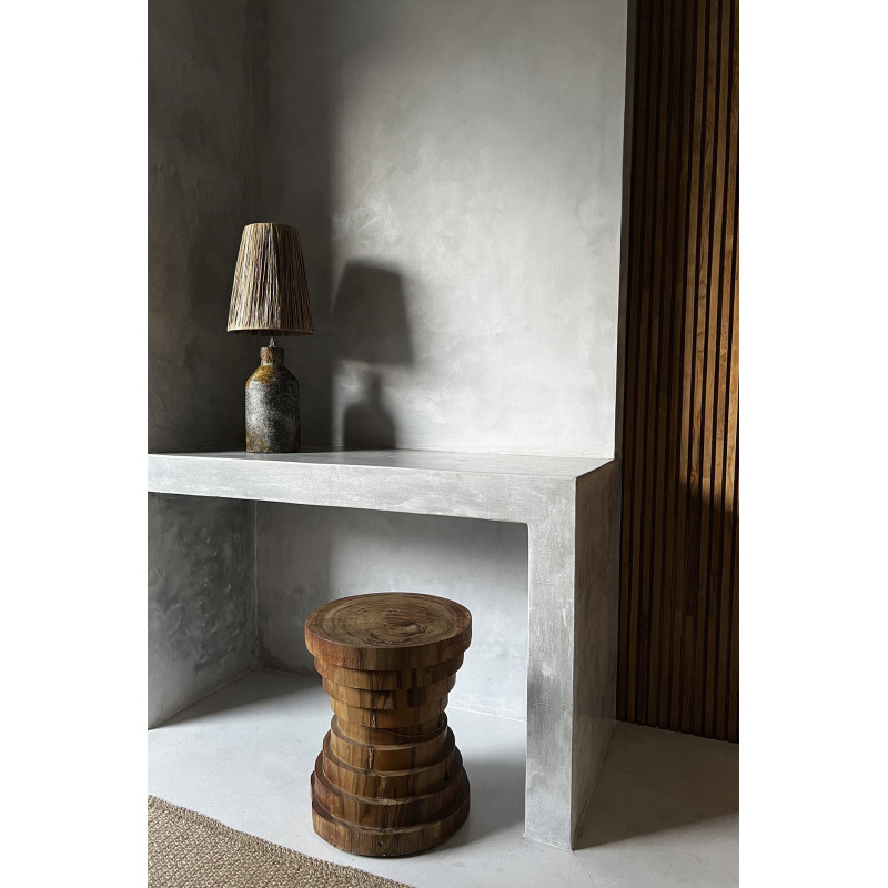Tabouret original Rond en Bois de suar Naturel The Mazu 
