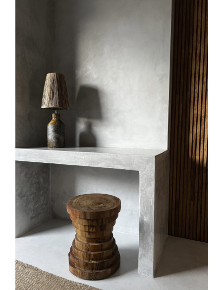 Tabouret original Rond en Bois de suar Naturel The Mazu 