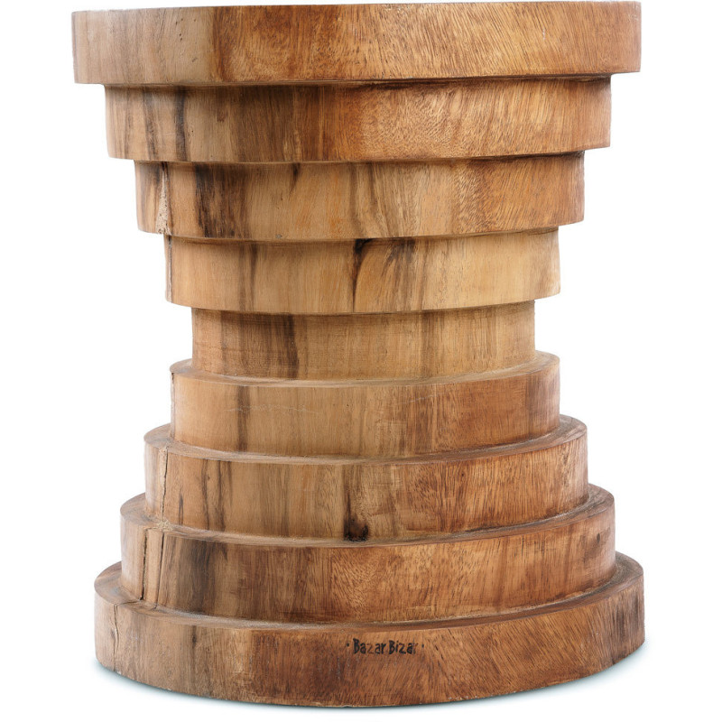 Tabouret original Rond en Bois de suar Naturel The Mazu 