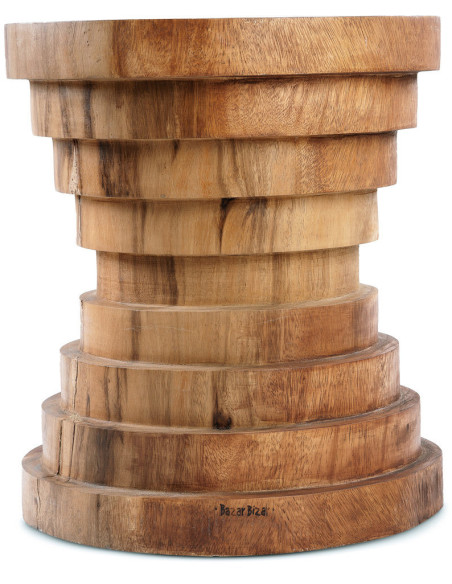 Tabouret original Rond en Bois de suar Naturel The Mazu 