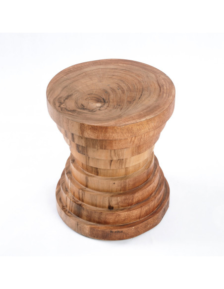 Tabouret original Rond en Bois de suar Naturel The Mazu 