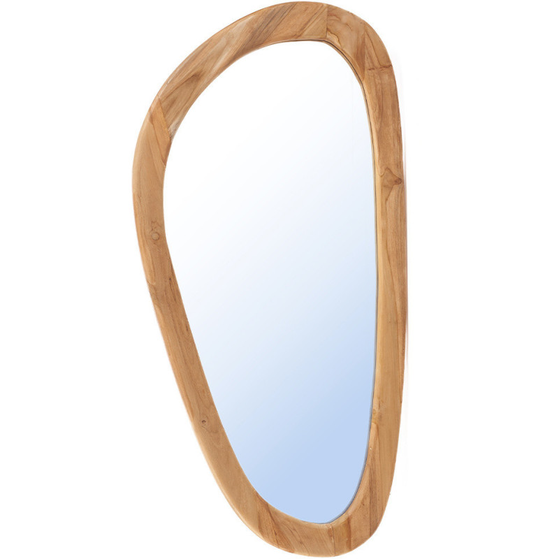 Grand Miroir mural Organique 120x63 Bois de teck Naturel Organic 
