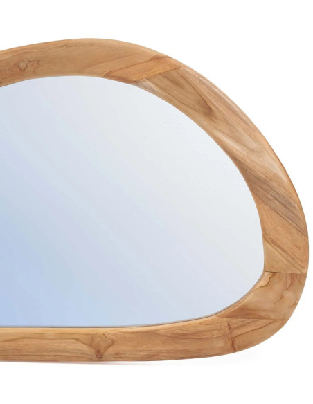 Grand Miroir mural Organique 120x63 Bois de teck Naturel Organic 