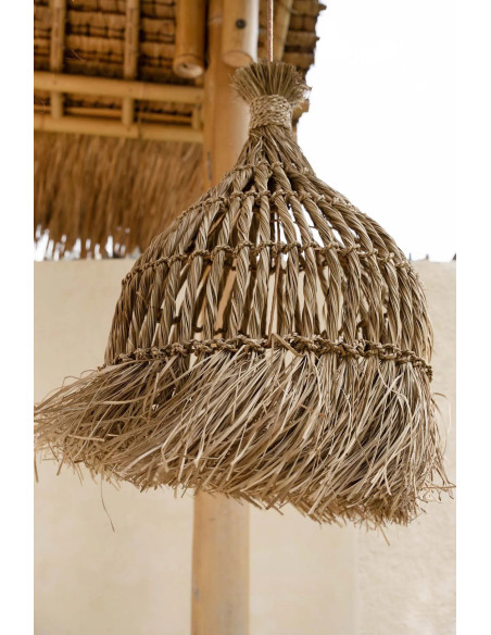 Abat-jour pour suspension 60 cm Herbe Mendong Naturel avec franges The Guagua 