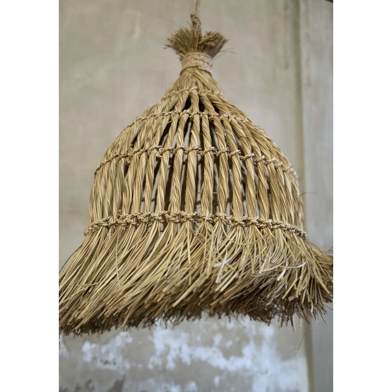 Abat-jour pour suspension 60 cm Herbe Mendong Naturel avec franges The Guagua 