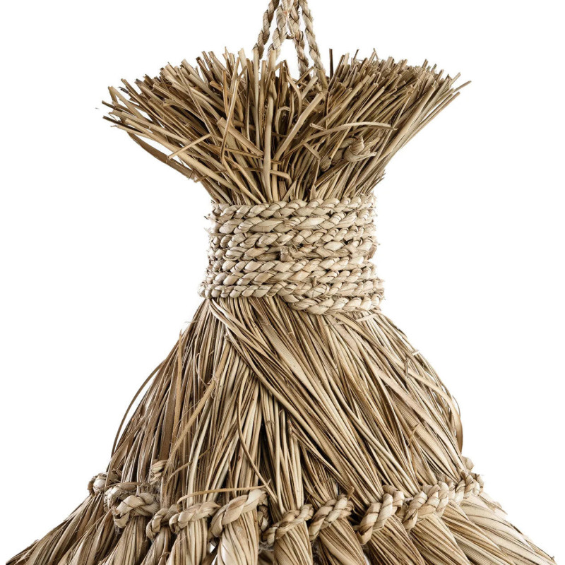 Abat-jour pour suspension 60 cm Herbe Mendong Naturel avec franges The Guagua 