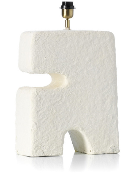 Grande Lampe à poser ethnique chic organique H 65 cm Papier mâché Blanc Tissu Beige The L'Objet 