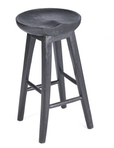 Tabouret de bar H 75 cm Bois de manguier Noir The Tala 