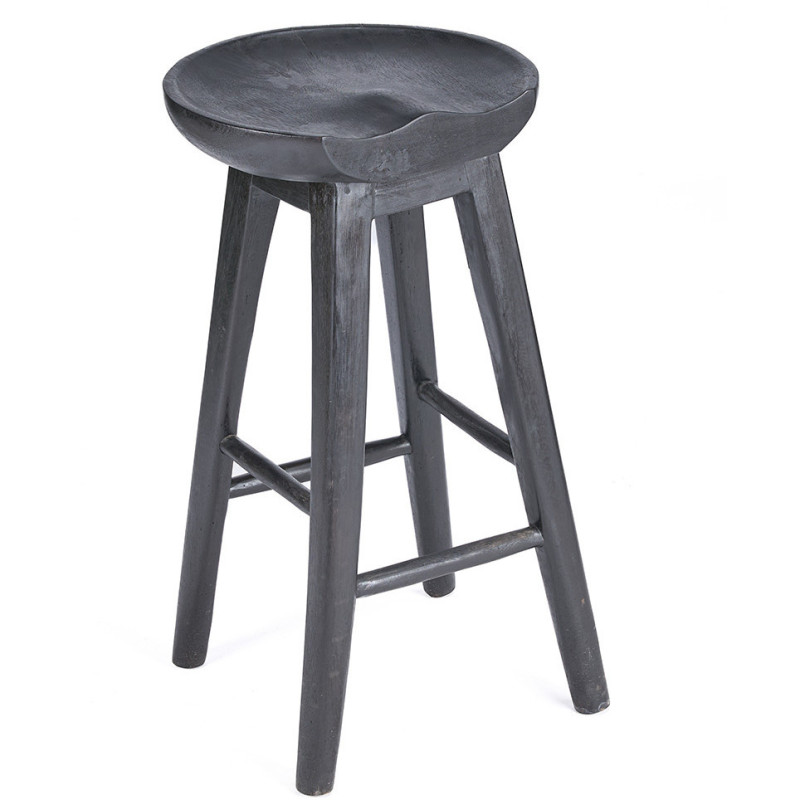 Tabouret de bar H 75 cm Bois de manguier Noir The Tala 