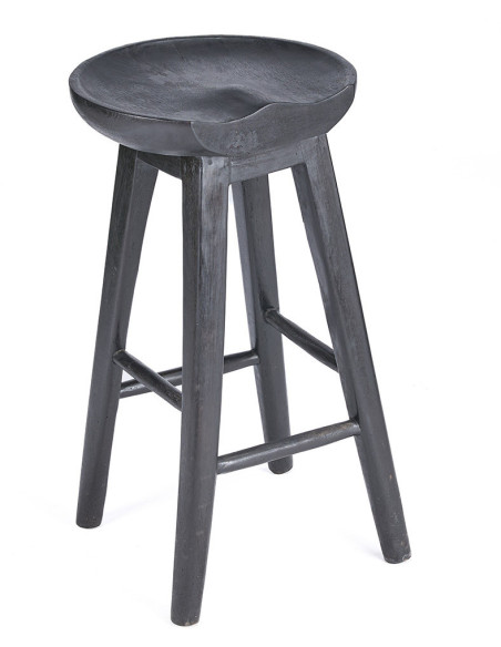 Tabouret de bar H 75 cm Bois de manguier Noir The Tala 