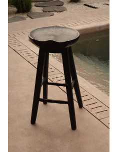 Tabouret de bar H 75 cm Bois de manguier Noir The Tala 