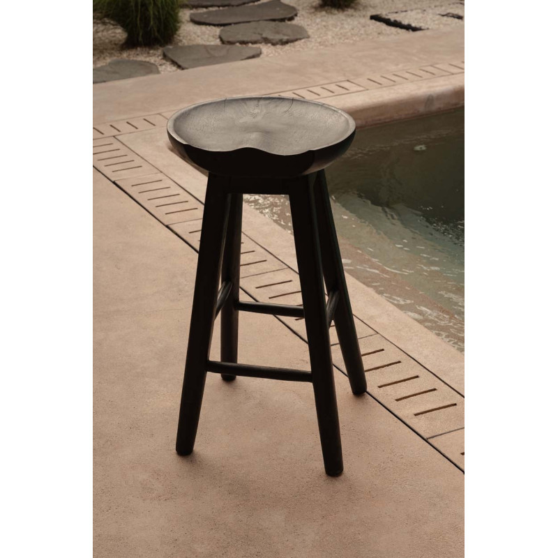Tabouret de bar H 75 cm Bois de manguier Noir The Tala 