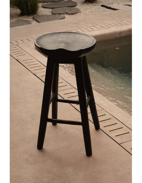 Tabouret de bar H 75 cm Bois de manguier Noir The Tala 