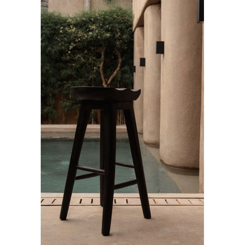 Tabouret de bar H 75 cm Bois de manguier Noir The Tala 
