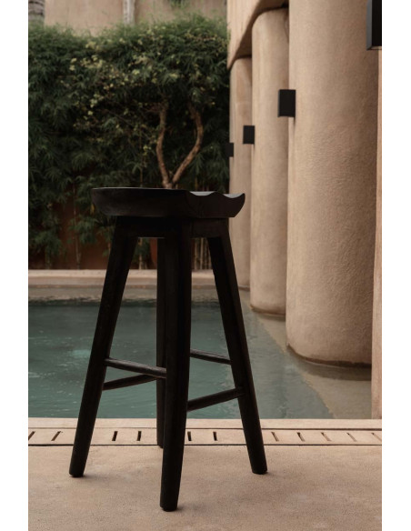 Tabouret de bar H 75 cm Bois de manguier Noir The Tala 