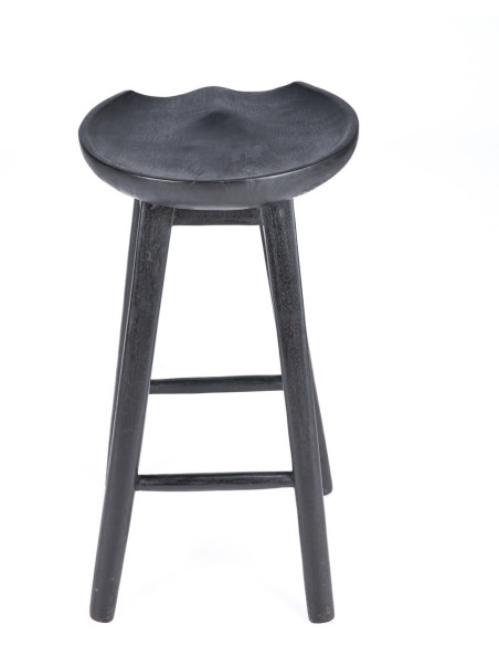 Tabouret de bar H 75 cm Bois de manguier Noir The Tala 