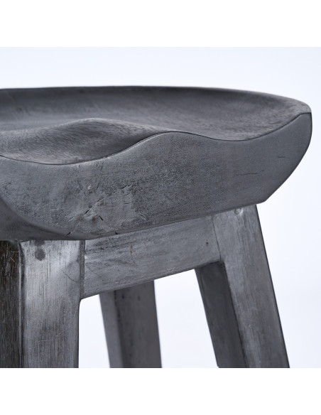 Tabouret de bar H 75 cm Bois de manguier Noir The Tala 