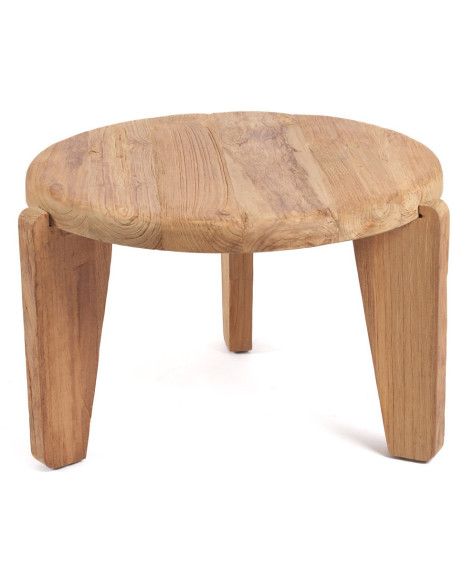 Table basse moderne Ronde 60 cm en Bois de teck recyclé Naturel The Wabi Sabi 