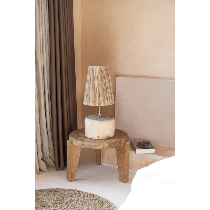 Table basse moderne Ronde 60 cm en Bois de teck recyclé Naturel The Wabi Sabi 