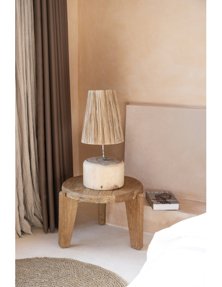 Table basse moderne Ronde 60 cm en Bois de teck recyclé Naturel The Wabi Sabi 