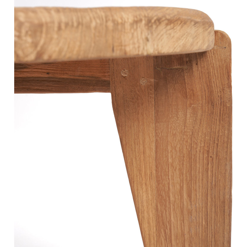 Table basse moderne Ronde 60 cm en Bois de teck recyclé Naturel The Wabi Sabi 