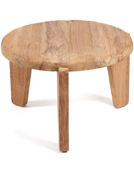 Table basse moderne Ronde 60 cm en Bois de teck recyclé Naturel The Wabi Sabi 