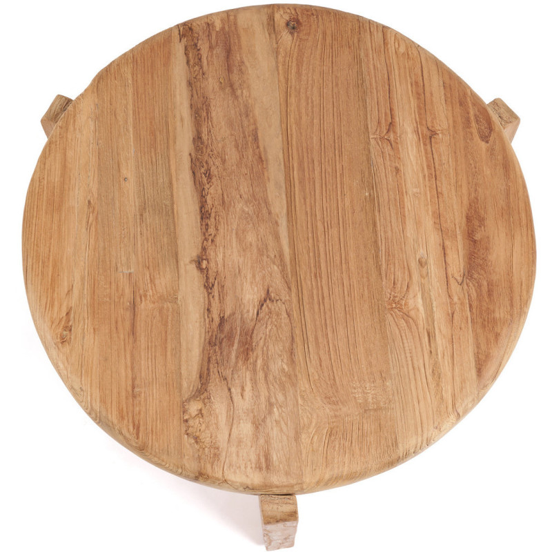 Table basse moderne Ronde 60 cm en Bois de teck recyclé Naturel The Wabi Sabi 