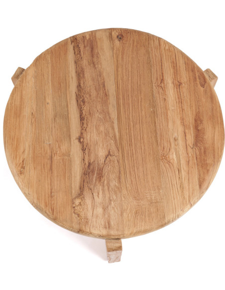 Table basse moderne Ronde 60 cm en Bois de teck recyclé Naturel The Wabi Sabi 