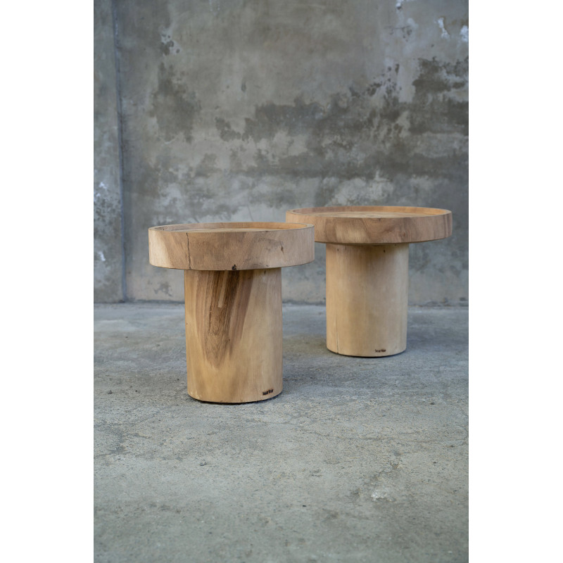 Table d'appoint moderne Ronde en Bois de suar Naturel The Chimboraz 