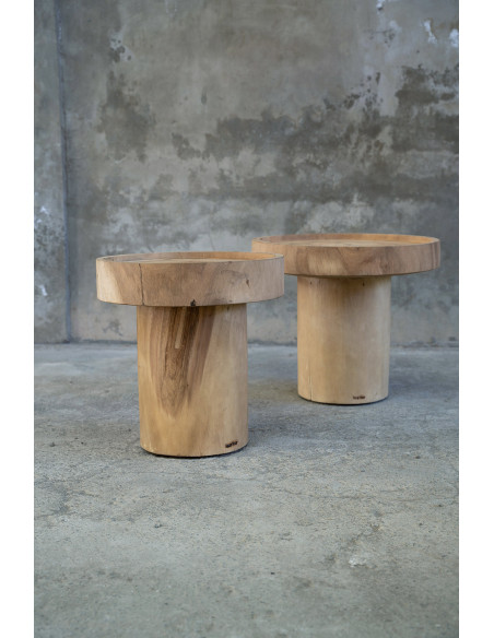 Table d'appoint moderne Ronde en Bois de suar Naturel The Chimboraz 